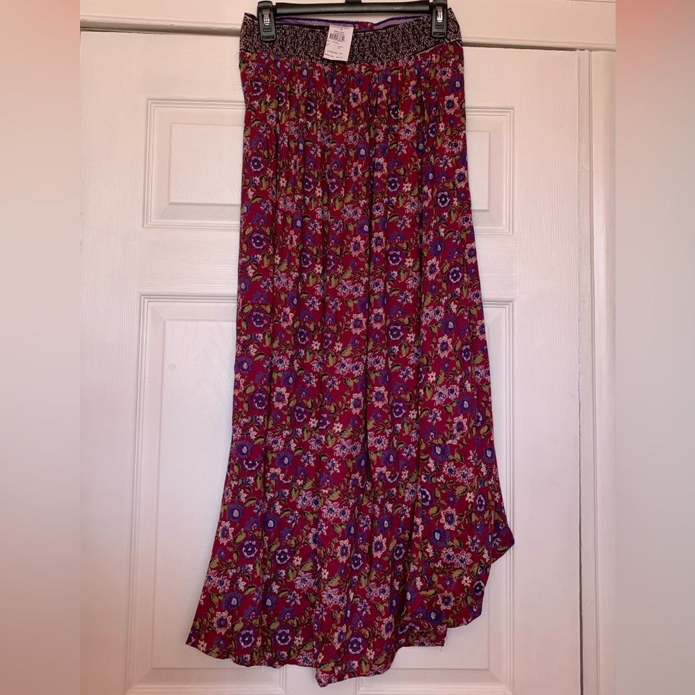 Angie Magenta Floral High-Low Maxi Skirt - Picture 2 of 3